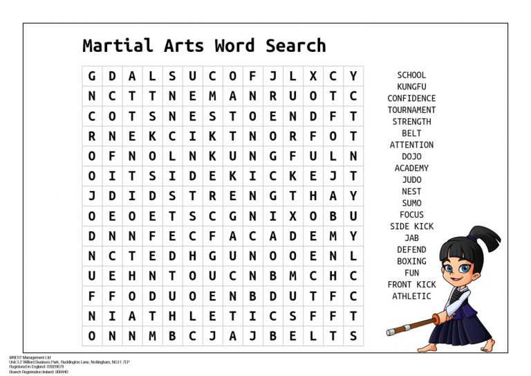 Martial Arts Wordsearch 2