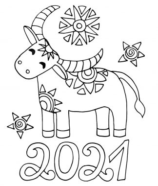 Year of the Ox 2021 Colouring Page 2